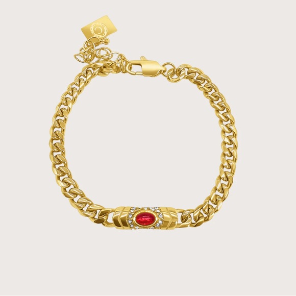 **NIB** Raena Stones (Cadena) Bella Bracelet - Gold/Red - Picture 2 of 10